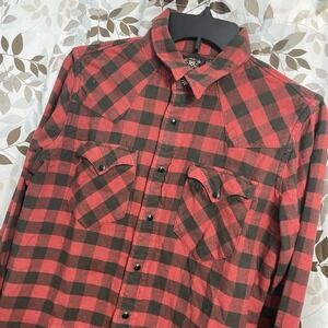 RRL Ralph Lauren Shirt Double RL Plaid Flannel Check Sz 3 Western Pearl Linen